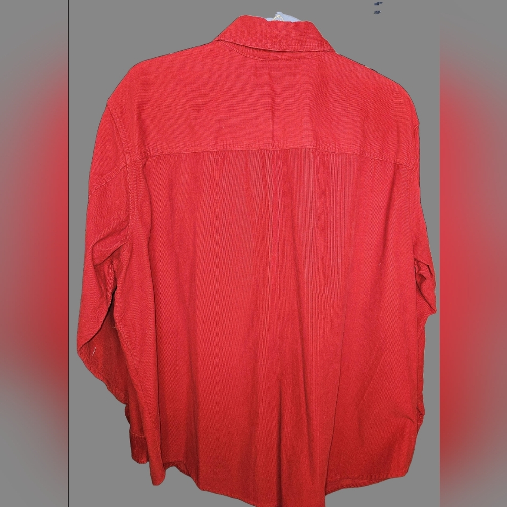 #131 Marsh Landing II Blues- Red Corduroy Snap Closure Top- Sz.1X - Picture 2 of 6